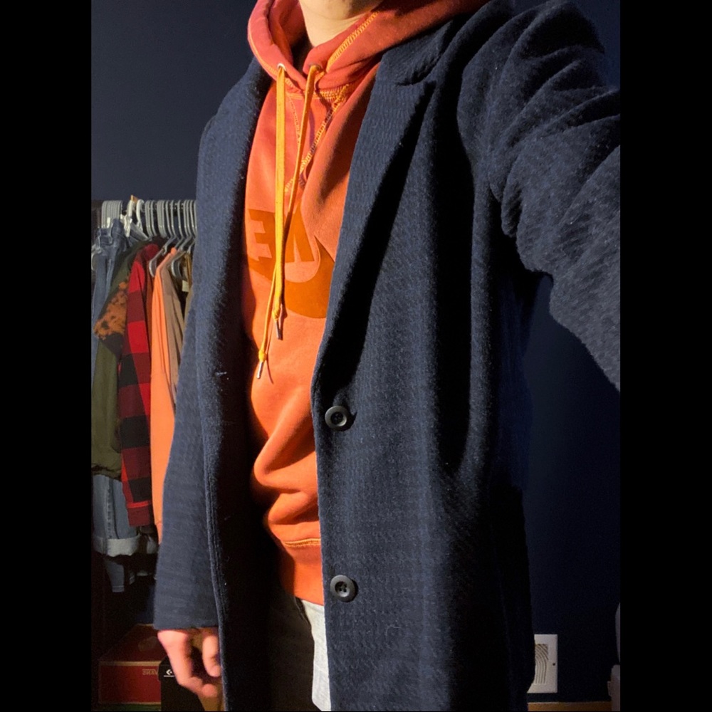 Black and Navy Trench Coat - Picture 3 of 3